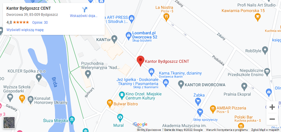 kantor cent bydgoszcz mapka dojazdowa